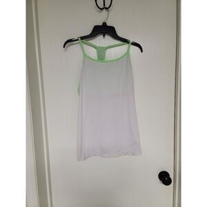 ~ womens white and neon green fabletics athletic tank top - no size tag